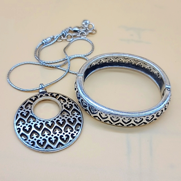 RARE! Brighton "LOS FELIZ" Set! Cut-Out Heart Pendant & Hinged Bangle Duo 💟 - Picture 13 of 14